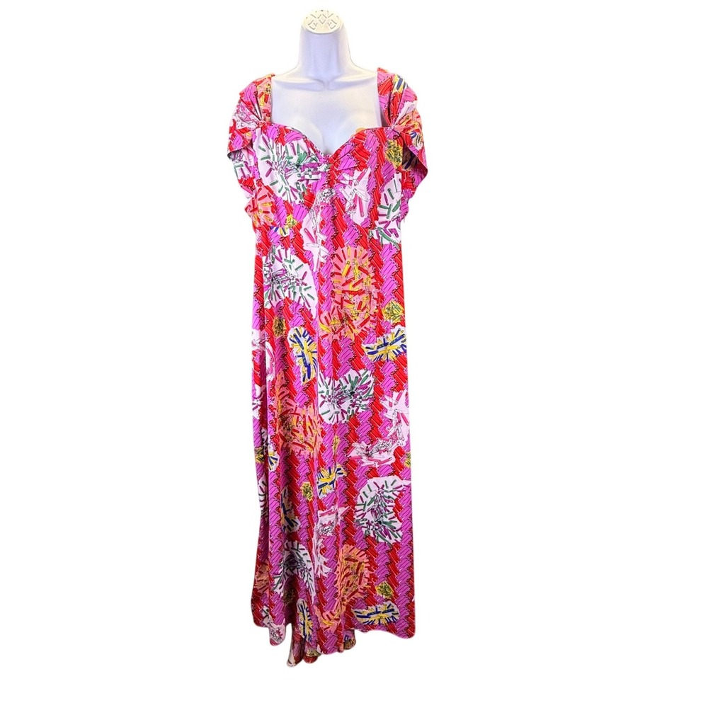 Zac Posen Safety Pin Print Sweatheart Dress Size 22W Maxi Dress Avant Garde
